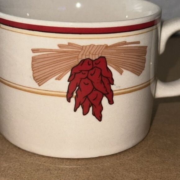 Meiwa Art Ceramic Soup Mugs Set Of 2 With Red Chili Pepper Design - Picture 3 of 8